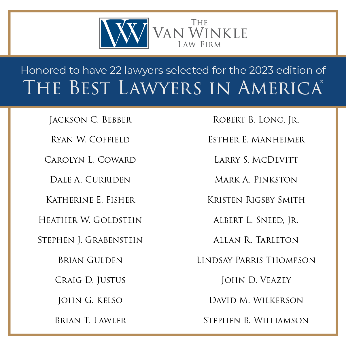 VW Congratulates All Of It's 2023 Best Lawyers