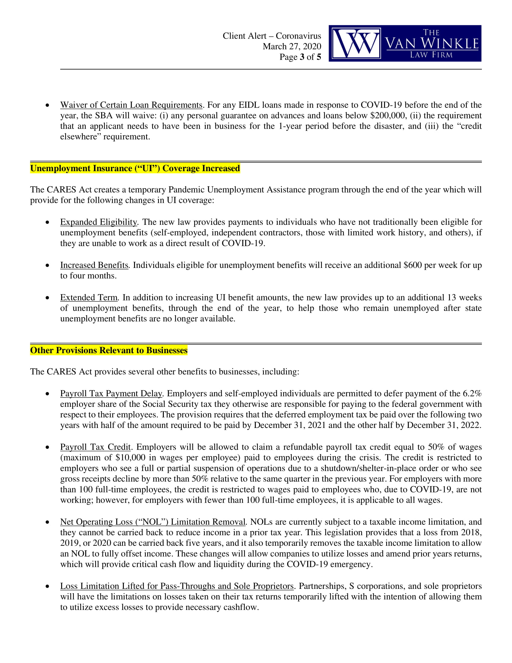 Phase 3 Coronavirus Relief Page 3