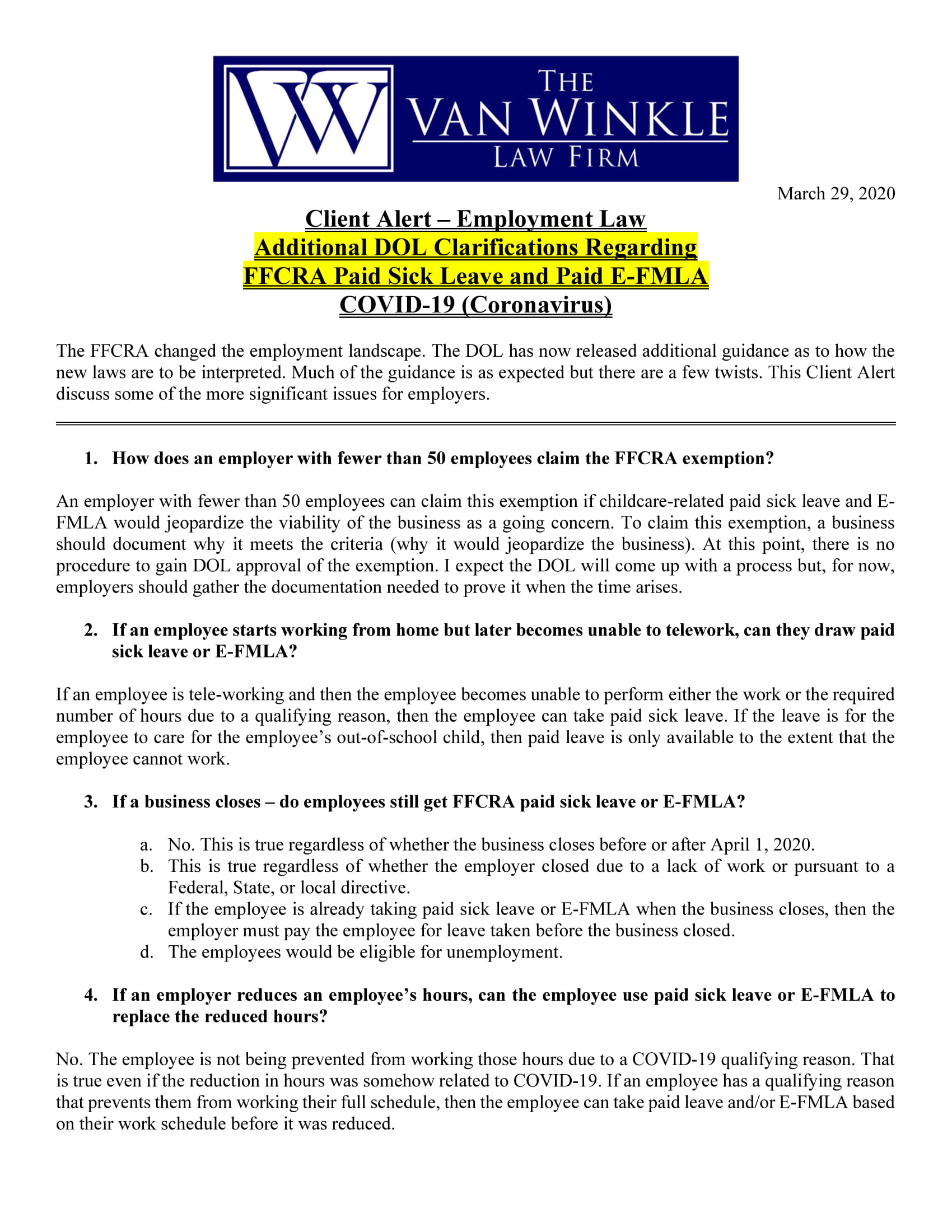 Additional DOL Clarifications Page 1