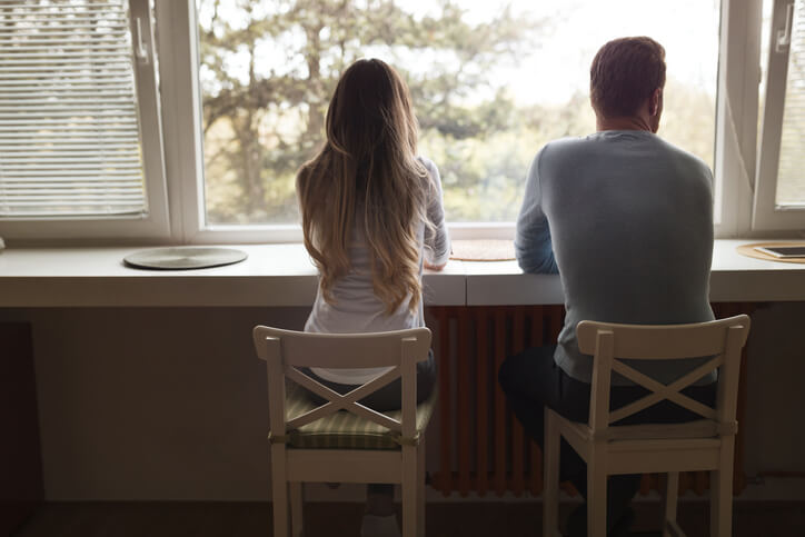 Couple sitting at countertop